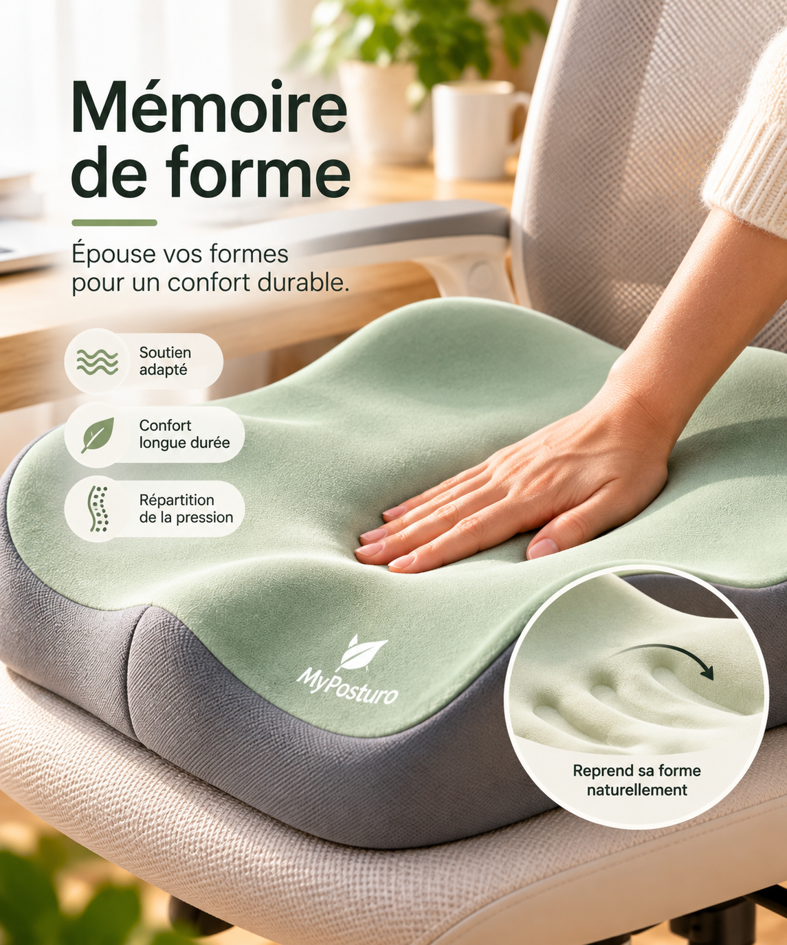 Coussin Ergonomique Mémoire de Forme – Spécial Télétravail