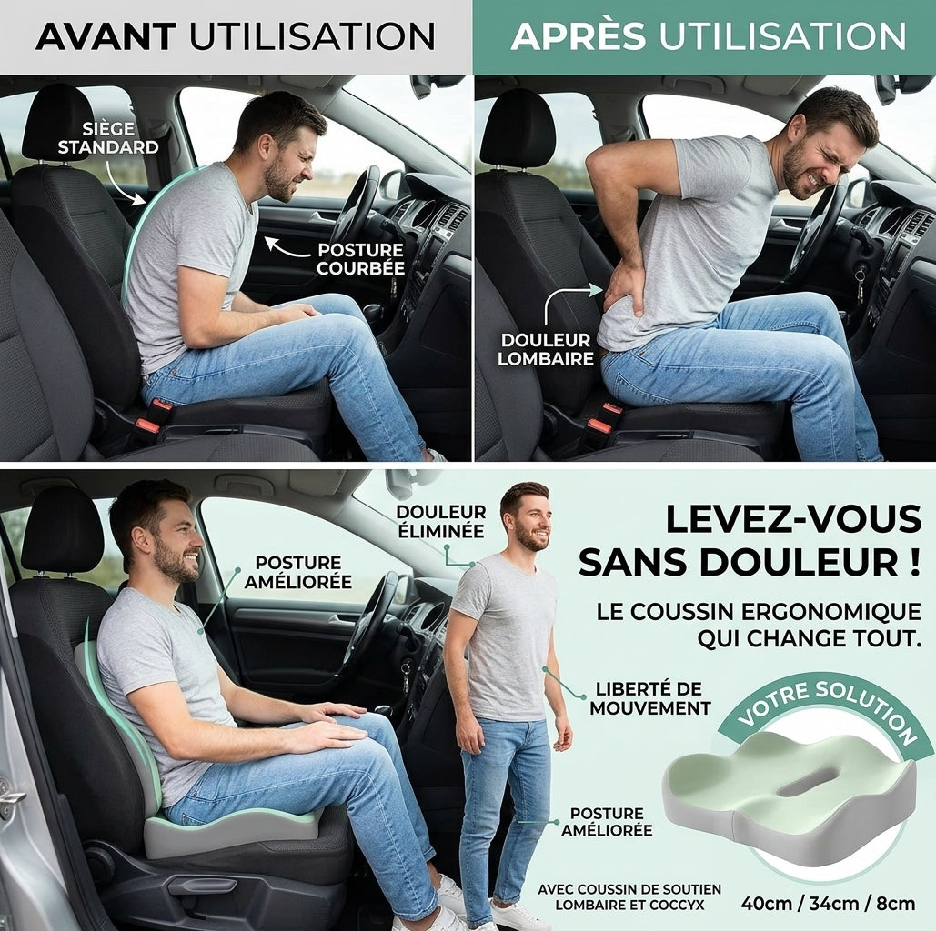 Pack Trio – 3 Coussins Ergonomiques Mémoire de Forme